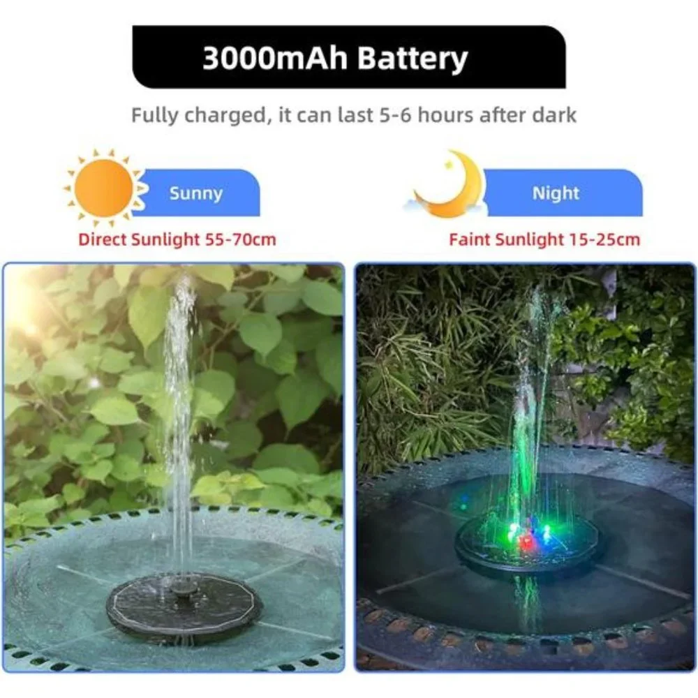 Solar Powered Fountain 4W BirdBath Fountains Pump Upgraded Glass Panel Fountains